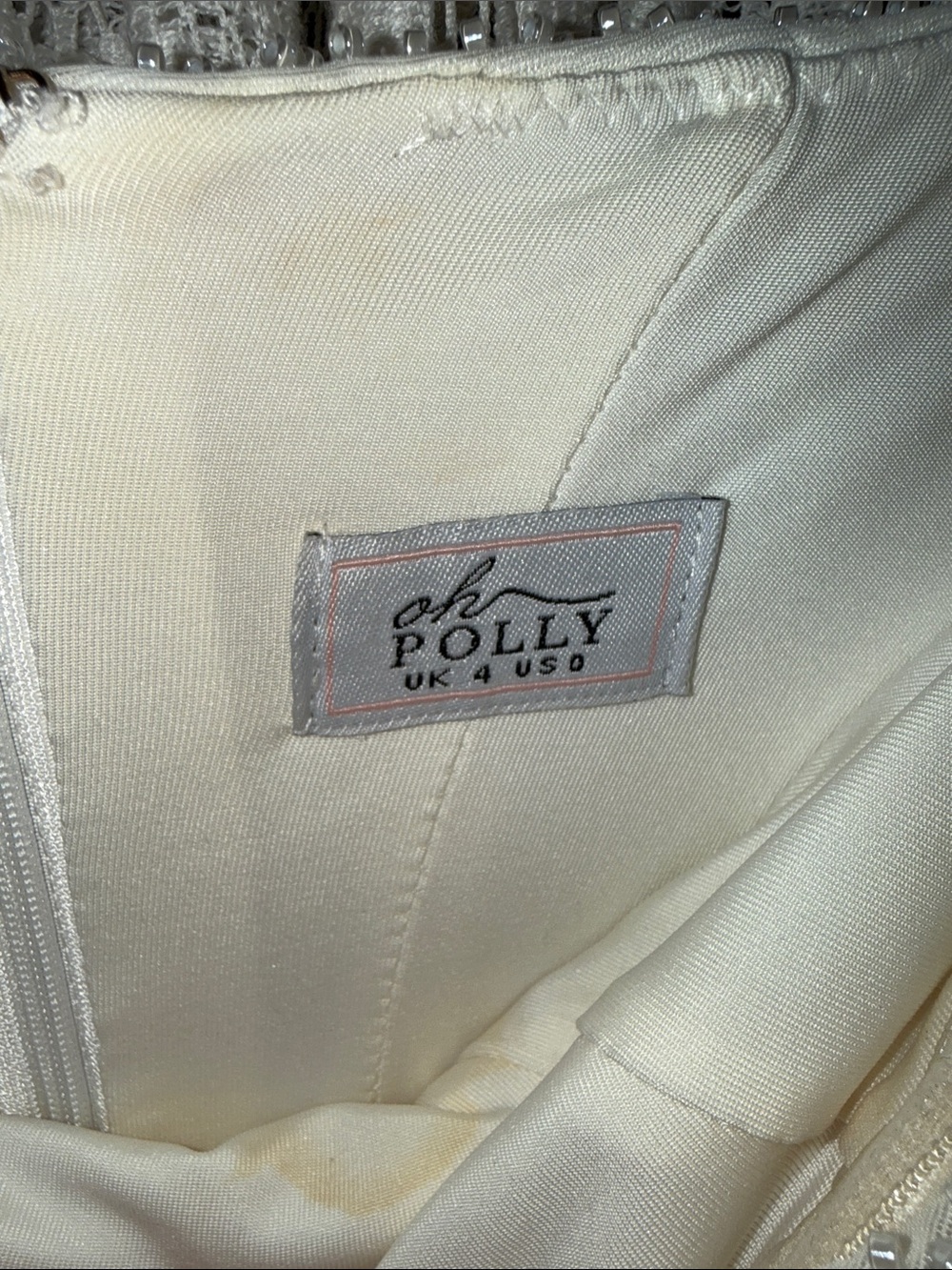 Oh Polly Basel Ivory Beaded Mini Dress - Picture 6 of 7